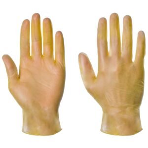 Powder Free Yellow Vinyl Gloves available from Cleaning Supplies 2U